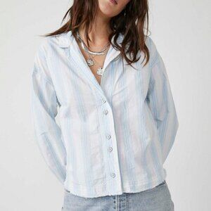 We The Free Free People Kelia Stripe Trapeze Button Down Shirt Size L